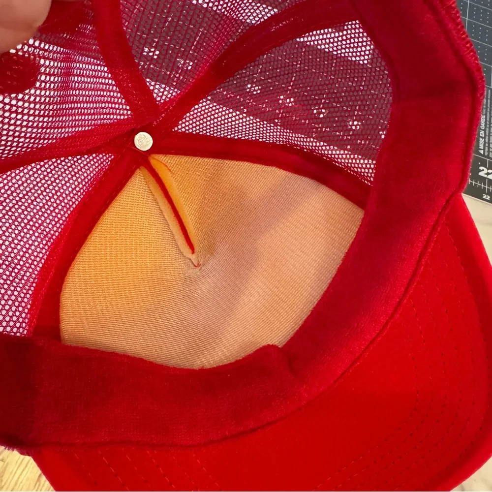 Alpha Chi Omega Red Trucker Hat Baseball Mesh Back Puffer Letters Bling Sorority